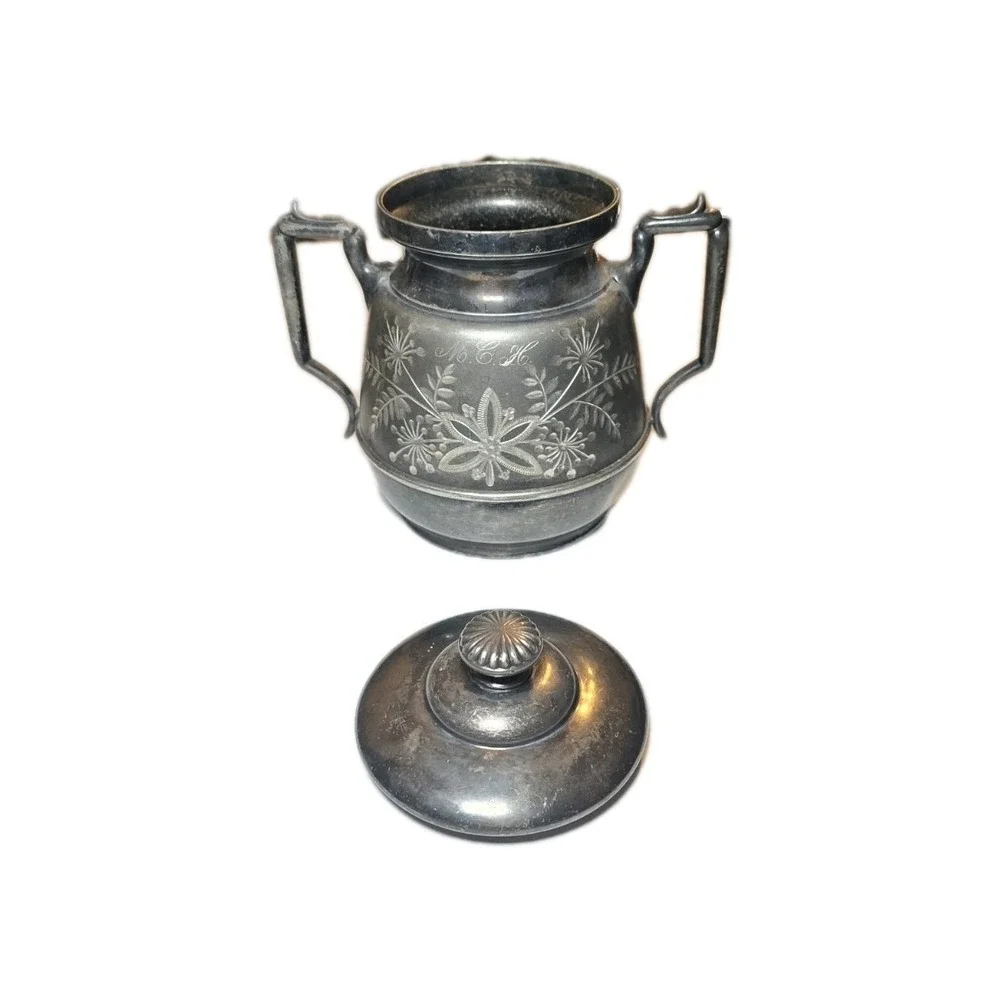 Antique Silver Creamer Pitcher 1800s By Simpson Hall Miller & Co Treble Plate